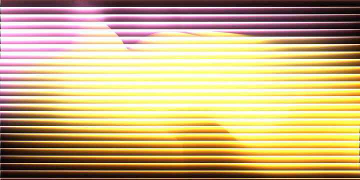 Abstract background of dark orange liquid with striped effect. Refraction of wavy striped glass.