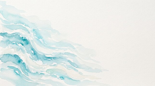 Abstract background featuring flowing blue and turquoise watercolor brush strokes on a clean white surface creating a soft artistic texture for modern creative design projects