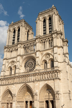 West facade of Notre Dame de Paris, France