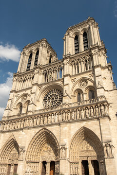 West facade of Notre Dame de Paris, France