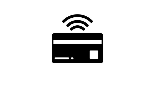 Contactless payment card icon with wireless signal symbol representing digital payments, NFC technology, banking, secure transactions, mobile commerce, fin-tech, and cashless shopping icon .