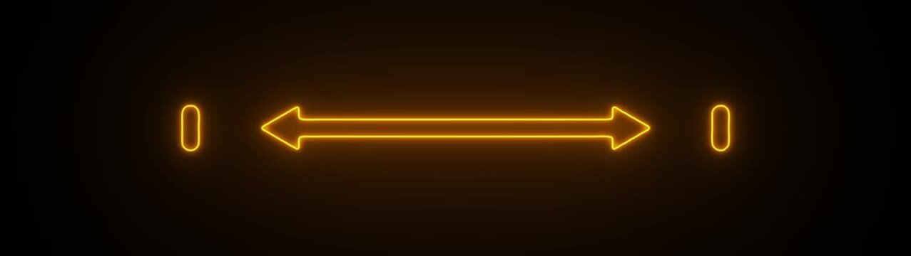 Glowing Neon Yellow Horizontal Double Arrow Icon Representing Direction, Navigation, Movement, Transfer, Exchange, Connection, Technology, Futuristic Interface, and Modern Digital Design Concepts.