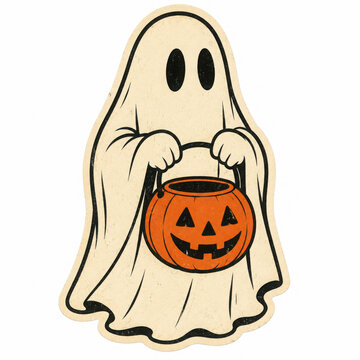 retro ghost halloween cute illustration vintage cartoon ghost cloth
