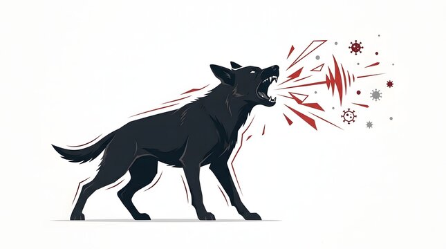 Aggressive Dog Barking as Viral Infection Warning Concept