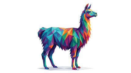 Obraz premium Colorful Geometric Llama Illustration on Transparent Background