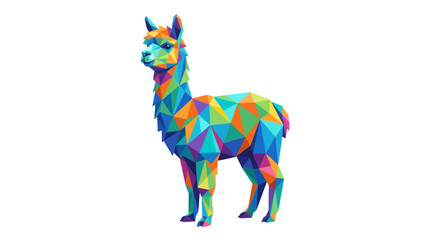 Obraz premium Colorful Low Poly Geometric Alpaca Illustration