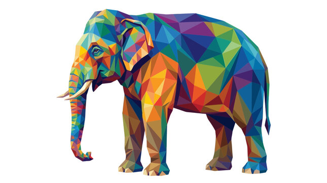 Colorful Low Poly Elephant Vector Illustration Isolated