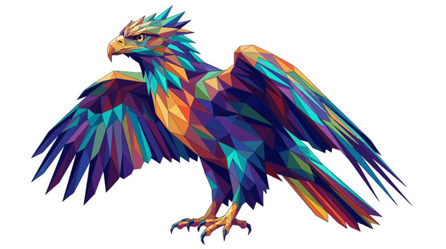 Colorful Low Poly Geometric Eagle Illustration