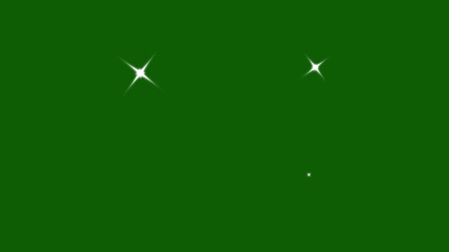 Twinkling star blast motion graphics, white cartoon twinkling star animation on green Screen, cartoon sparkle stars twinkling, sparkling white lights with flat doodle vector starry night sk