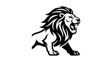 Obraz premium Roaring lion profile silhouette.