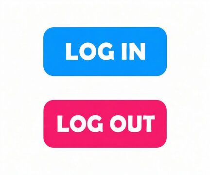 Login and logout button design with blue and red color