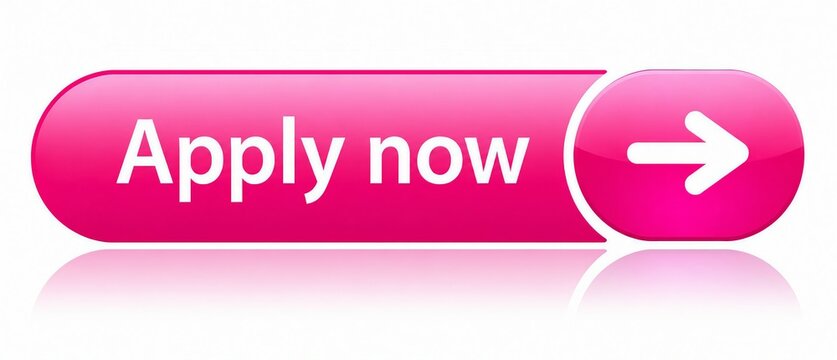 Bright pink apply now button with arrow for website or presentation