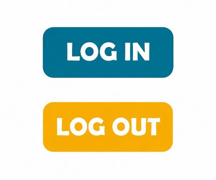 Login and logout button set with modern flat design