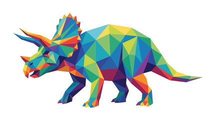 Colorful Low Poly Geometric Triceratops Dinosaur Illustration © Sego