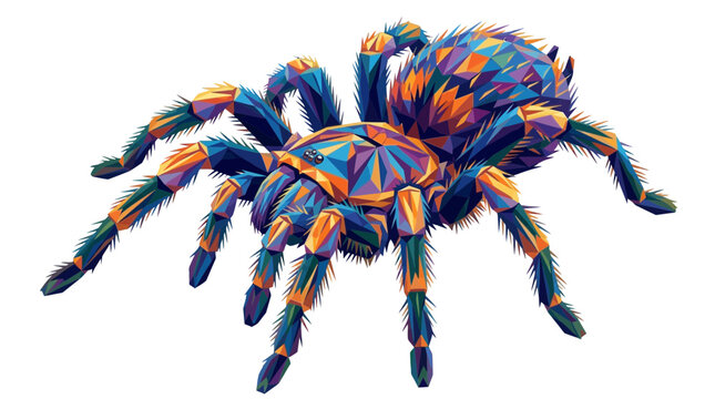 Colorful Low Poly Geometric Tarantula Spider Illustration