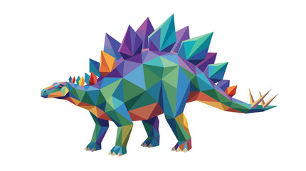 Colorful Low Poly Stegosaurus Dinosaur Art © Sego