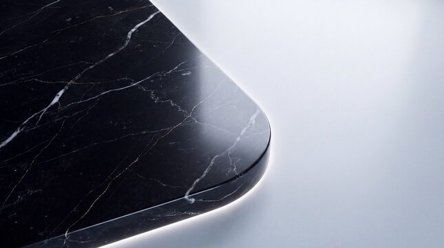Luxury interior design, elegant nero marquina marble with white and gold veins, glowing contours