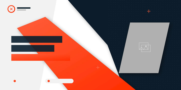 Abstract geometric corporate infographic layout with bold orange diagonal on transparent background