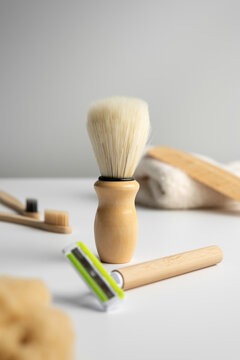 Eco friendly zero waste men shaving kit and sustainable grooming concept