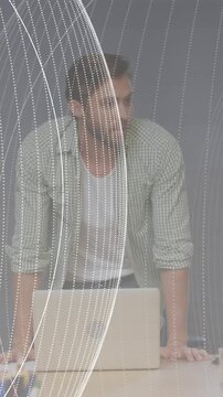 Animation of shapes over diverse business people in office