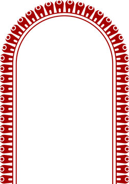 Traditional red decorative arch border for Durga Puja festive backgrounds.
