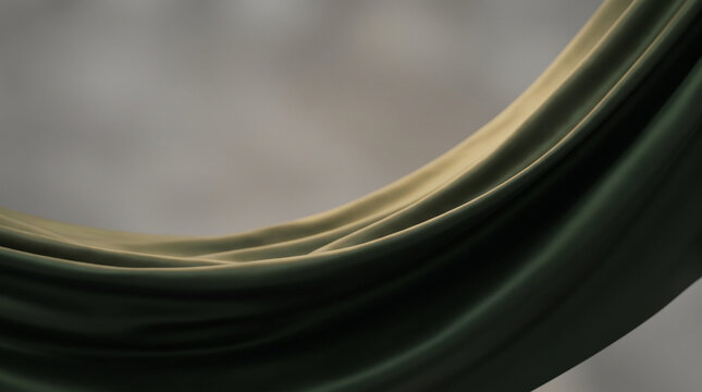 Elegant draped green fabric curves with soft focus background-(Detail kain hijau anggun yang tersampir dengan latar belakang buram)