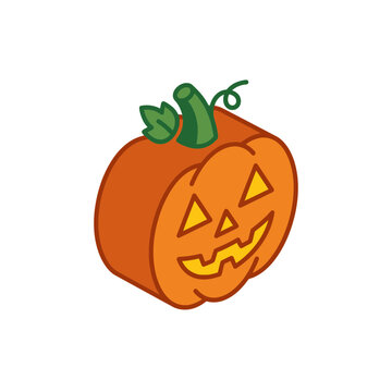 Pumpkin illustration featuring a simple carved face on a clean white background.
