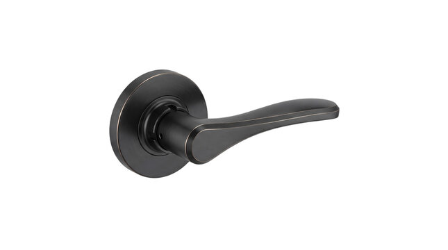 Dark bronze modern lever door handle png isolated on transparent background