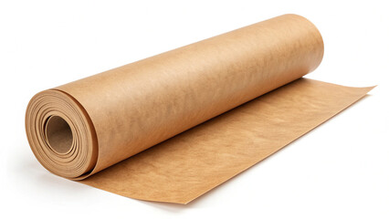 Fototapeta premium Natural Butcher Paper Roll Isolated on White Background