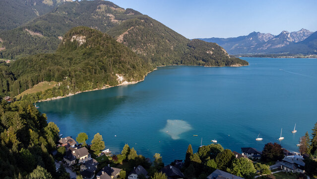 Aerial View of St. Gilgen on Lake Wolfgang in the Salzkammergut Region, Austria