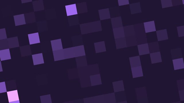 Abstract Purple Pixelated Background with Digital Geometric Squares