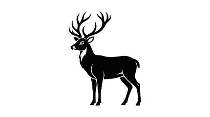 Fototapeta premium Majestic Stag Silhouette Standing Proudly, Elegant Antlers, Wildlife Icon