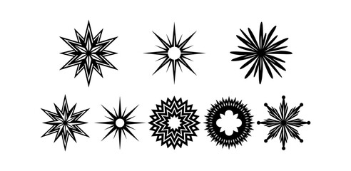 Obraz premium Set of decorative star and snowflake icons, vector design elements