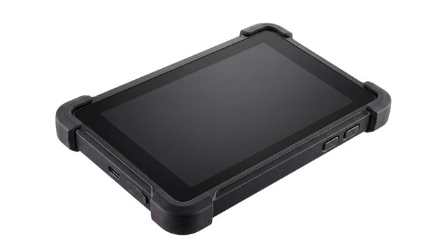 Rugged black tablet device with png isolated on transparent background