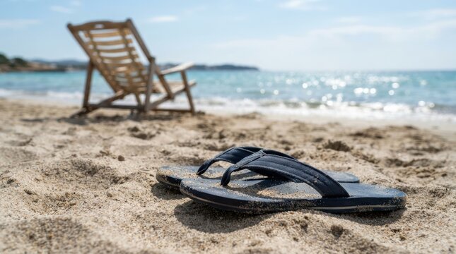 Flip-flops in beach sand