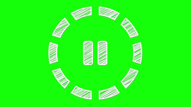 vlog動画を意識した落書き風のお洒落な一時停止マーク(白色)／A stylish white hand-drawn pause icon designed for vlog videos