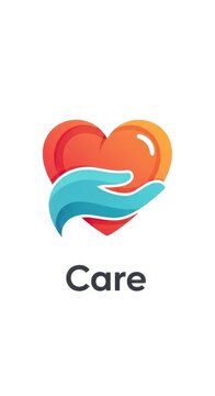 Colorful Heart and Hand Logo for Healthcare Branding.