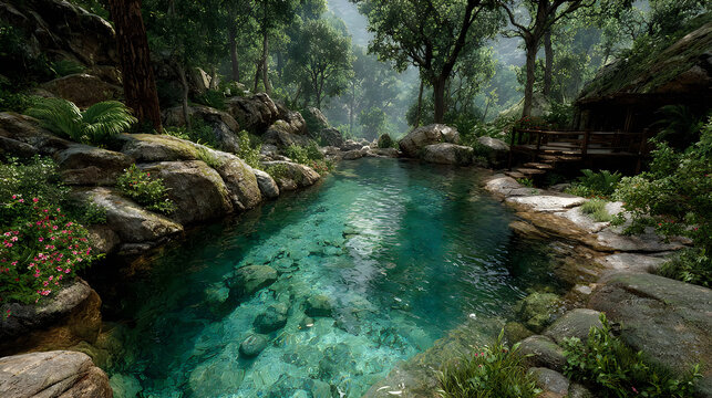 Hidden tropical waterfall rainforest crystal pool nature images