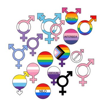 Colorful LGBTQ Pride Symbols and Gender Icons Collection.