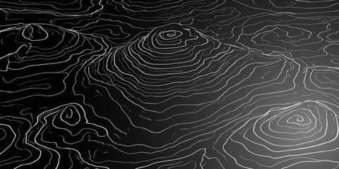 Abstract topographic elevation contour map texture on black background with topographic abstract geography elevation background geometry cartography landscape navigation minimalist stylized © MOHAMAD