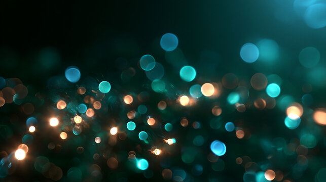Abstract Teal and Gold Bokeh Lights Background