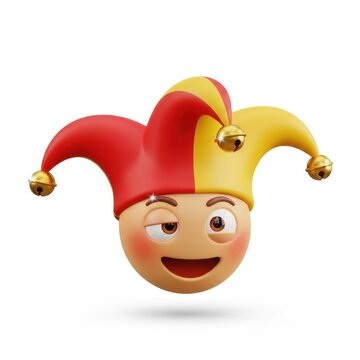 Colorful Jester Hat Emoji with Playful Expression.