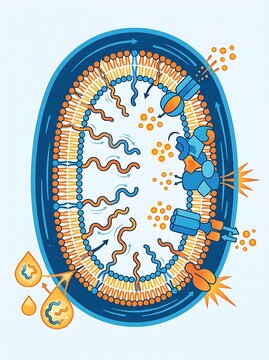 Diagram of a biological cell membrane showing lipid bilayer and proteins