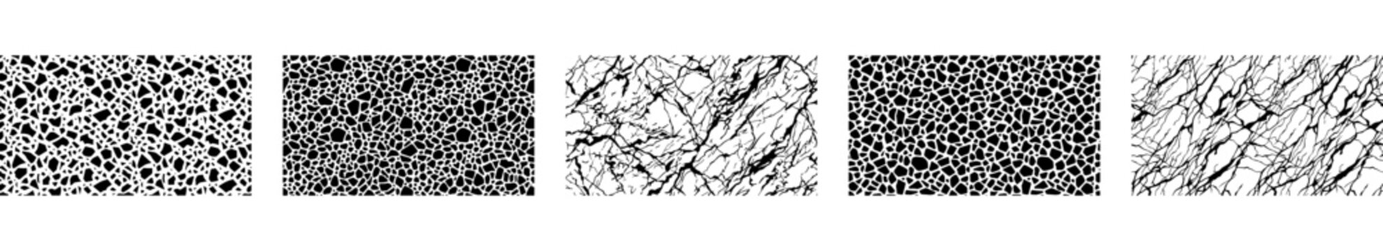 set of abstract black textures and seamless patterns with dots and lines isolated on transparent background
