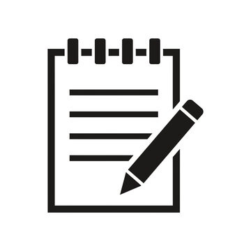 Notepad and pencil icon for note taking or writing tasks with stationery