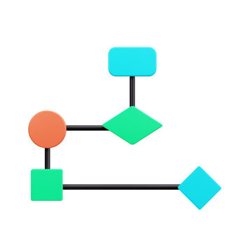 3D Flowchart Process Diagram Algorithm