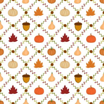 Fall Harvest and Pumpkins Seamless Pattern