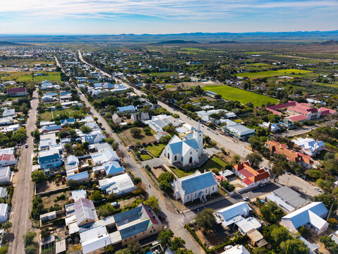 Aerial view of small Karoo town in South Africa, Prince Albert