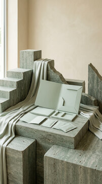 Stationery and Packaging Folder on Stone Steps