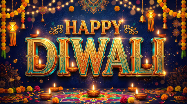 Festive diwali greeting card design unlike a traditional holi day celebration